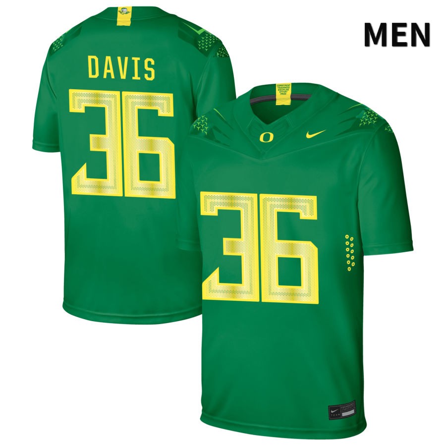 Oregon Ducks Men's #36 Timon Davis Football College Authentic Green NIL 2022 Nike Jersey GCN05O5L